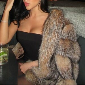 Crystal Fox Fur Coat - Women's Statement Jacket